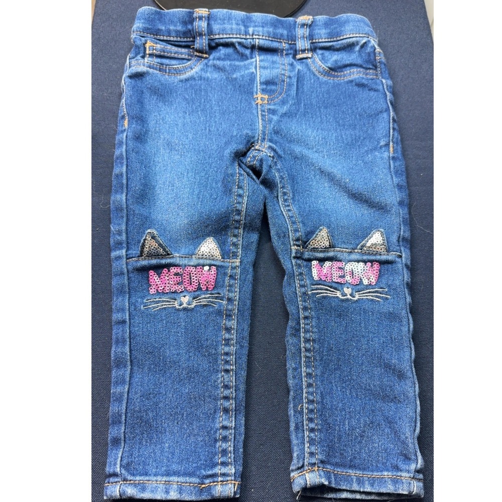 Delia's Girl | Toddler Girls Sequin Meow Cat Ear Skinny Jeans | Size 2T